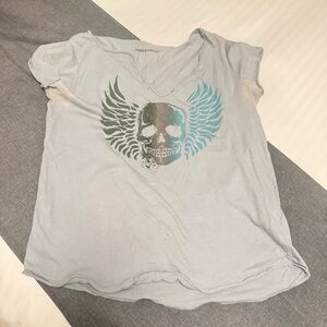 Zadig & Voltaire Gray Skull Graphic Tee